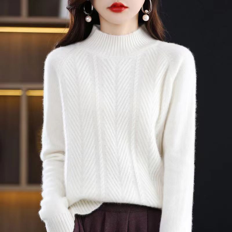 Suéter holgado y grueso de cuello alto para mujer