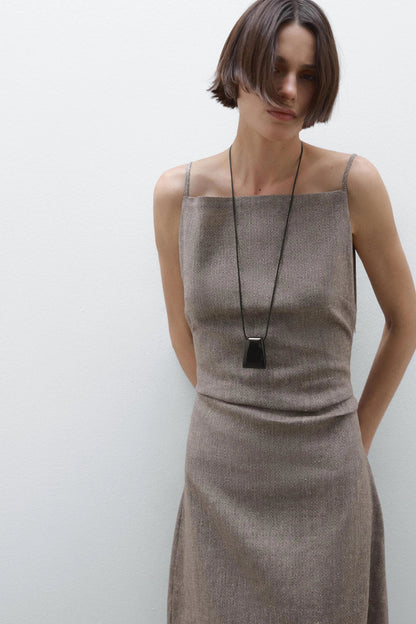 Vestido largo fluido de mezcla de lino