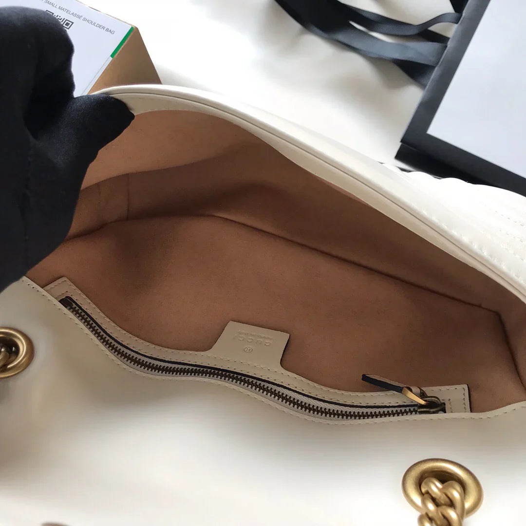 Bolso pequeño GC Marmont Matelassé blanco