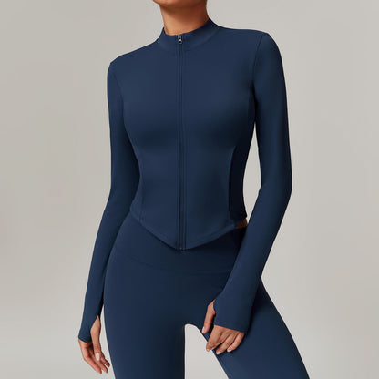 Abrigo acolchado de polar con cuello alto para yoga para mujer