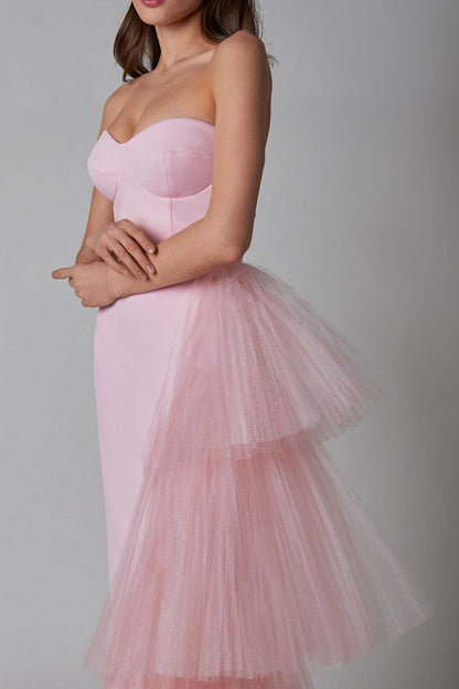 Niche – Französisches, figurbetontes, trägerloses Maxi-Abendkleid