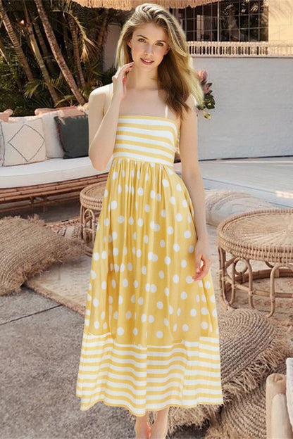 Camisole-Midikleid mit Polka Dots und quadratischem Ausschnitt