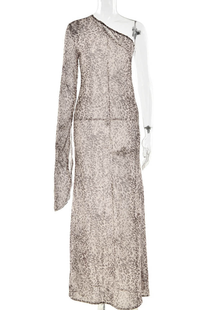 Leopard Mirage One-Shoulder-Kleid