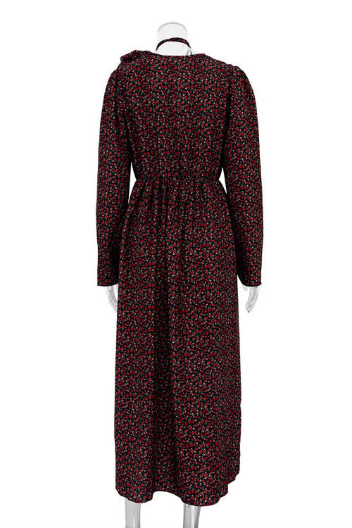 Vestido midi con cuello en V y flores Bertha