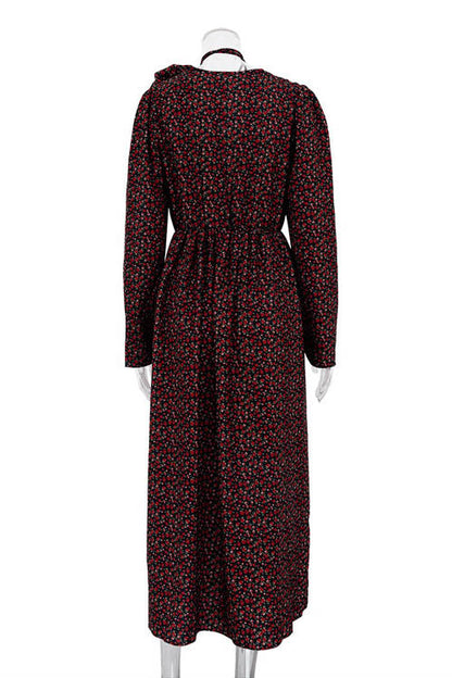 Vestido midi con cuello en V y flores Bertha