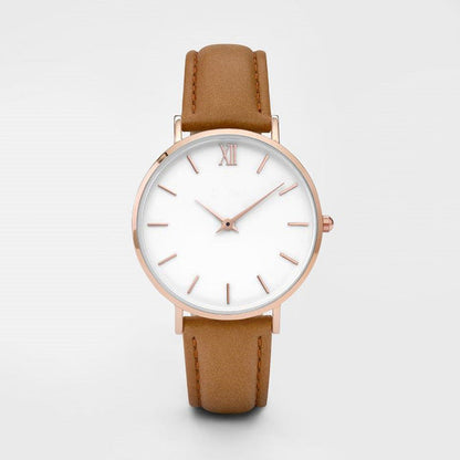 Fashion Women’s Leather Quartz Watch – Ellipse Dial