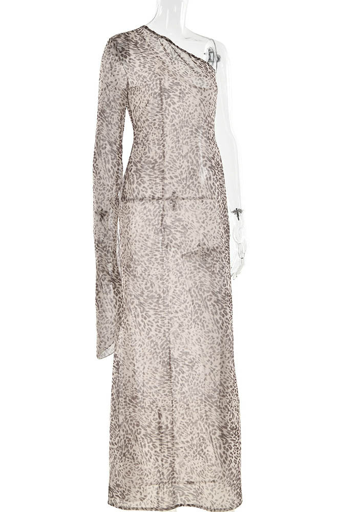 Leopard Mirage One-Shoulder-Kleid