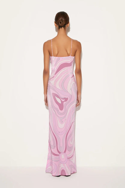 Marmo Printed Satin Maxi Dress