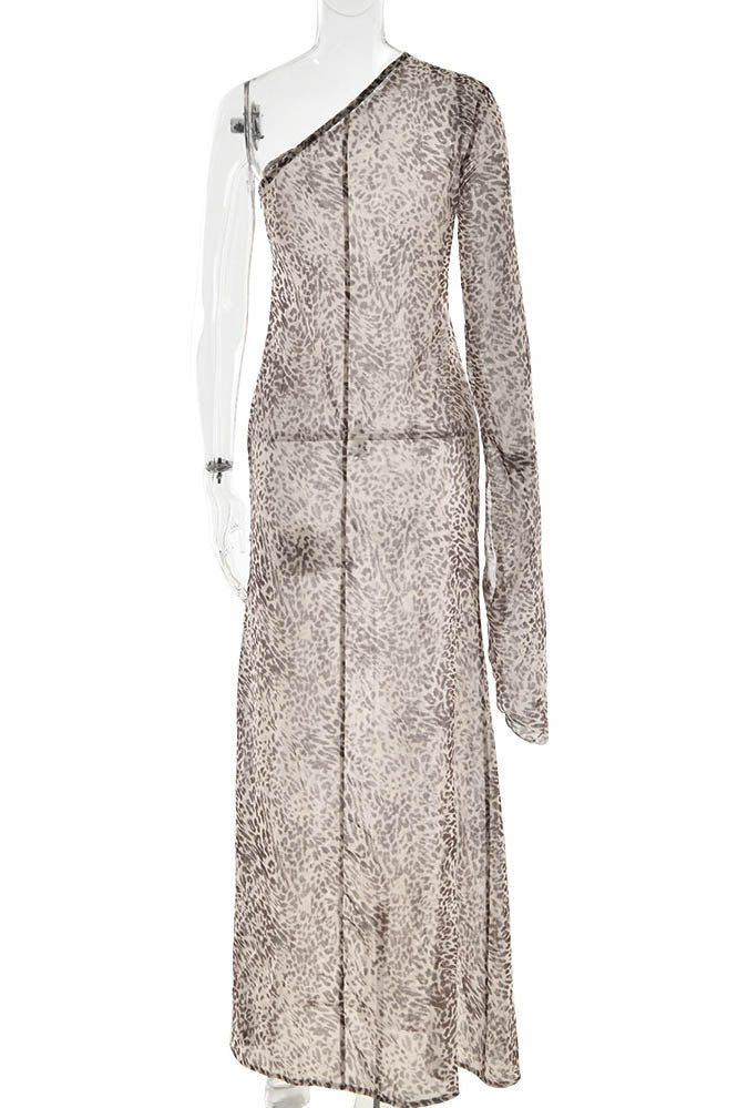 Leopard Mirage One-Shoulder-Kleid