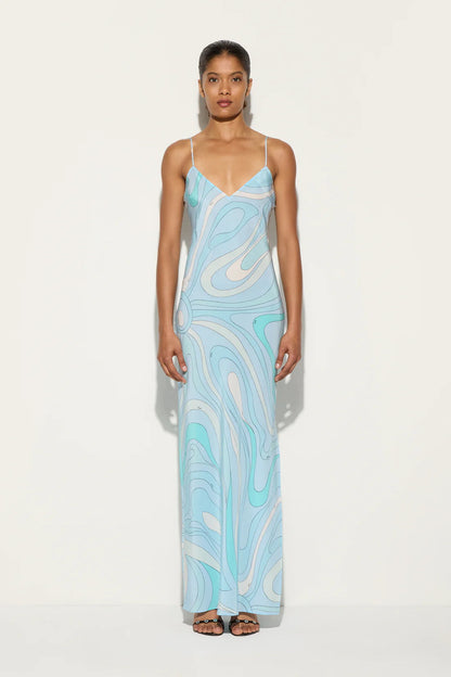 Marmo Printed Satin Maxi Dress