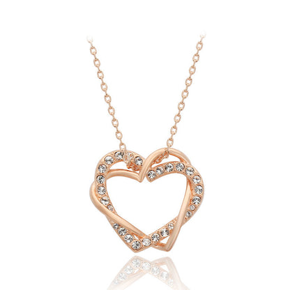 Fashion Heart-shaped Earrings Necklace Jewelry Set