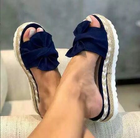 Sandalias de plataforma con lazo para mujer, zapatos de verano