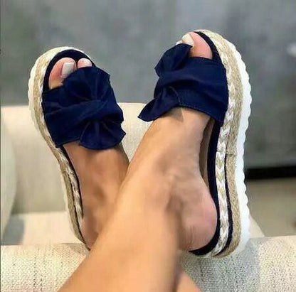 Sandalias de plataforma con lazo para mujer, zapatos de verano