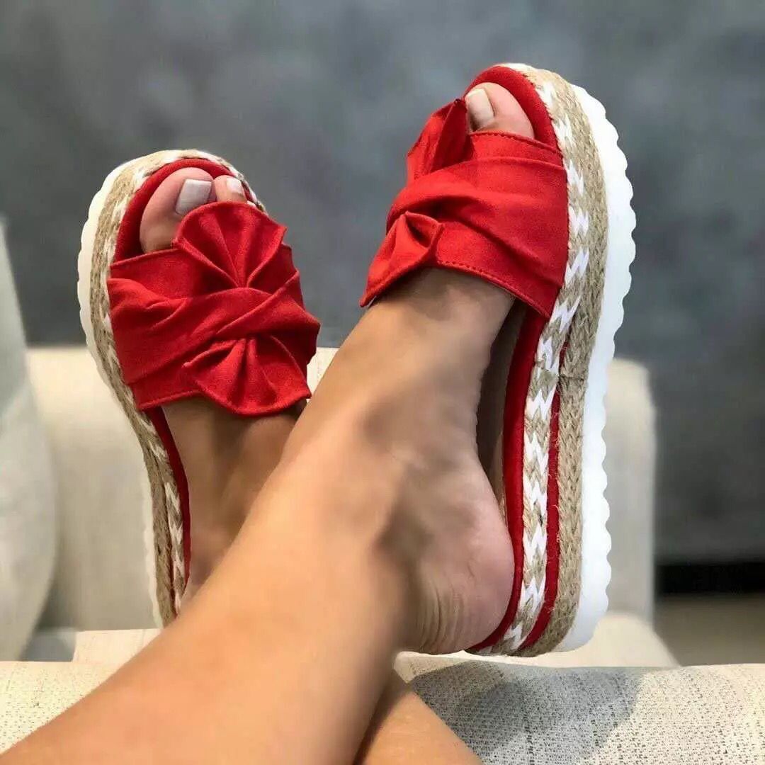Sandalias de plataforma con lazo para mujer, zapatos de verano