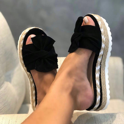 Sandalias de plataforma con lazo para mujer, zapatos de verano