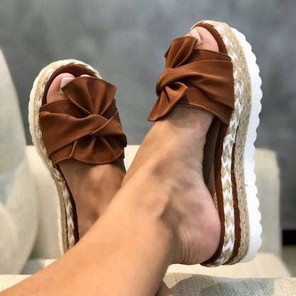 Sandalias de plataforma con lazo para mujer, zapatos de verano