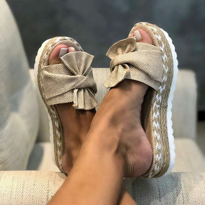 Sandalias de plataforma con lazo para mujer, zapatos de verano