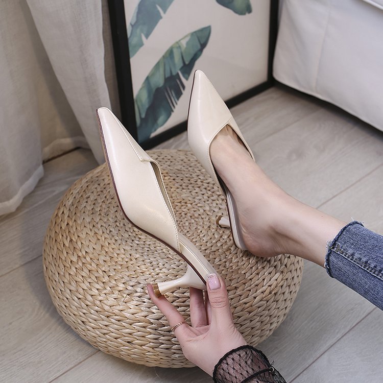 Zapatos de mujer de verano con punta puntiaguda Baotou, zapatos de tacón alto de aguja para mujer, sandalias y zapatillas de moda para mujer