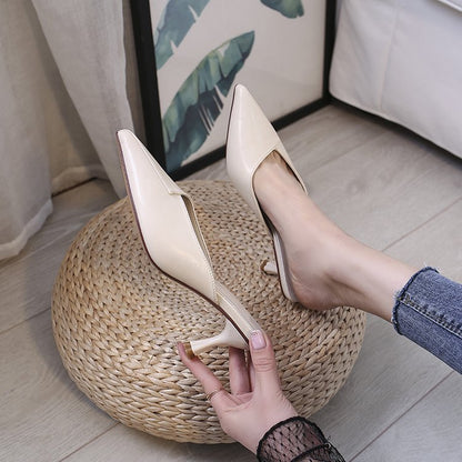 Zapatos de mujer de verano con punta puntiaguda Baotou, zapatos de tacón alto de aguja para mujer, sandalias y zapatillas de moda para mujer