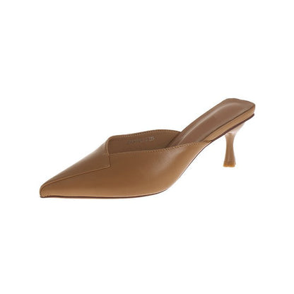 Zapatos de mujer de verano con punta puntiaguda Baotou, zapatos de tacón alto de aguja para mujer, sandalias y zapatillas de moda para mujer