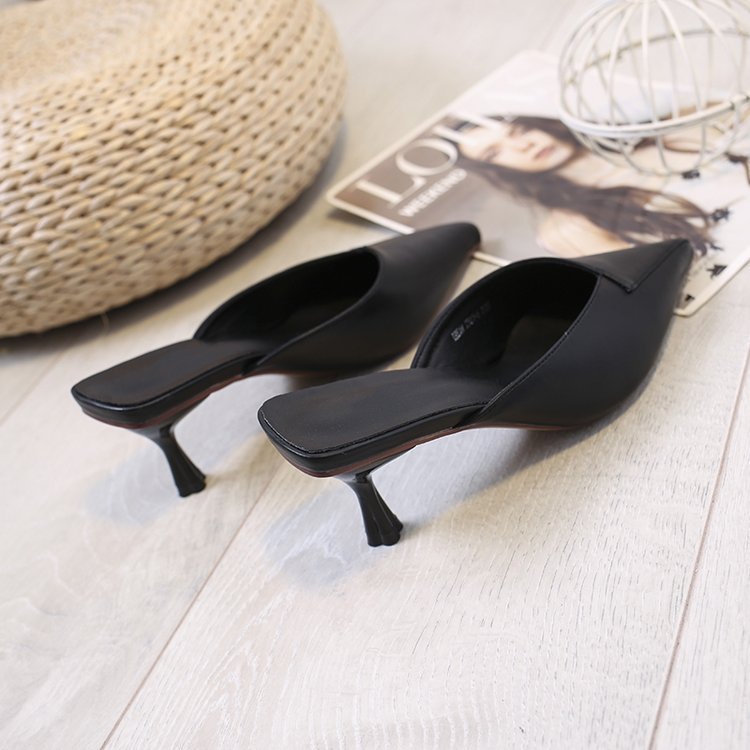 Zapatos de mujer de verano con punta puntiaguda Baotou, zapatos de tacón alto de aguja para mujer, sandalias y zapatillas de moda para mujer
