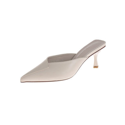 Zapatos de mujer de verano con punta puntiaguda Baotou, zapatos de tacón alto de aguja para mujer, sandalias y zapatillas de moda para mujer