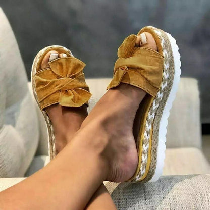 Sandalias de plataforma con lazo para mujer, zapatos de verano
