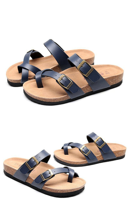 Sandalias y pantuflas de corcho para mujer, planas y antideslizantes, de nuevo estilo