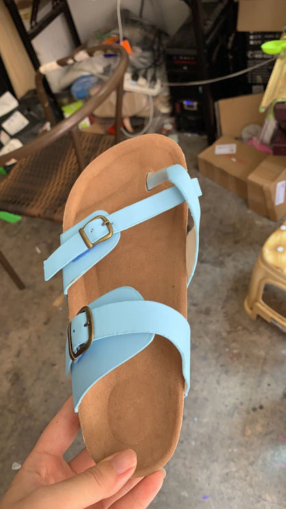 Sandalias y pantuflas de corcho para mujer, planas y antideslizantes, de nuevo estilo