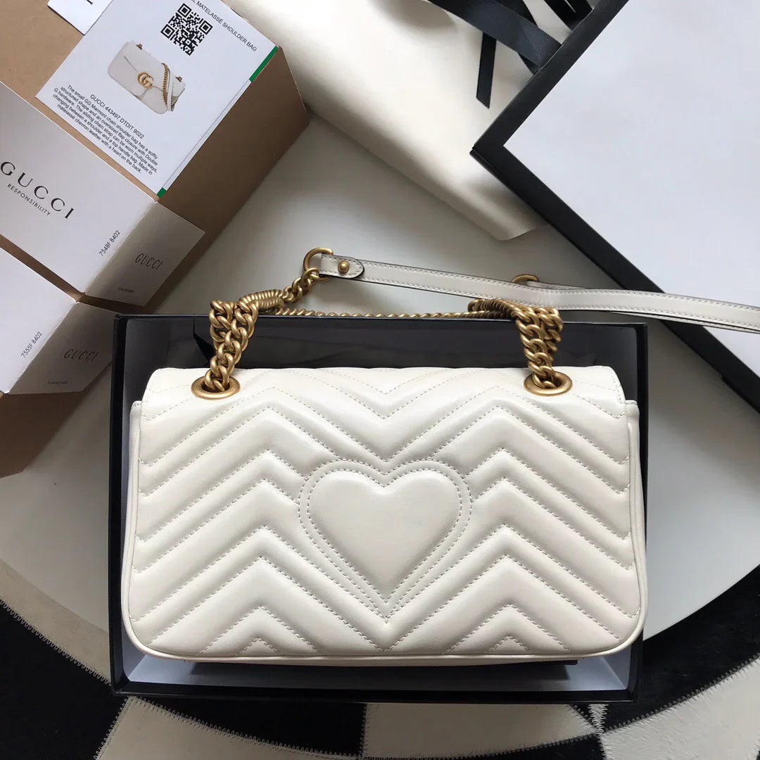 Bolso pequeño GC Marmont Matelassé blanco