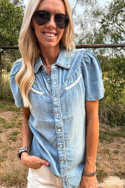 The Booker Western Button Down (Blue)