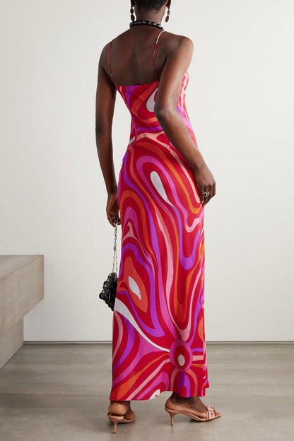 Marmo Printed Satin Maxi Dress