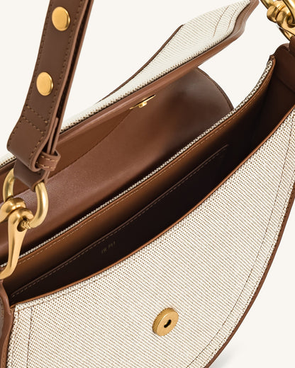 Ashlie Crossbody Bag - Brown Canvas