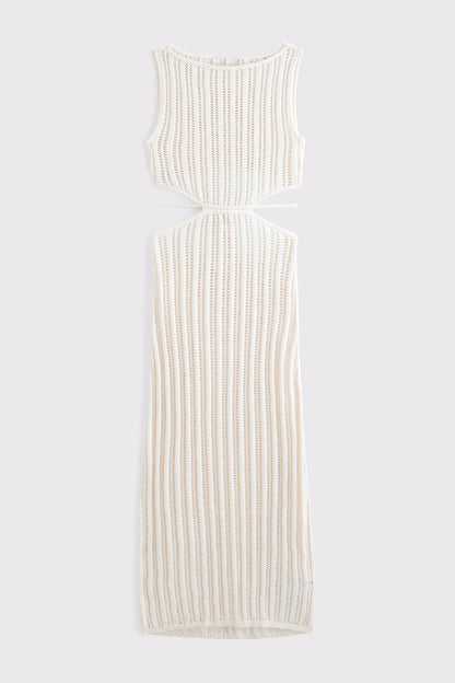 Crochet-Style Cutout Maxi Dress Coverup