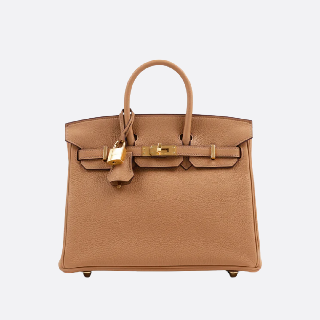 HMÈ Birkin 25 HSS-taske i Chalk / Dove Grey Togo-læder