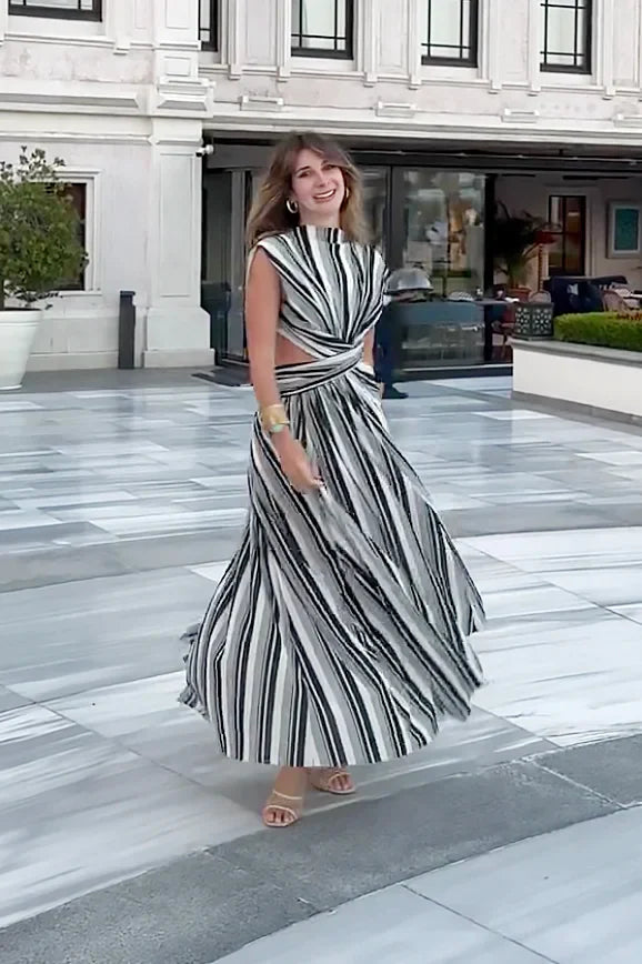 Black-and-White Stripe Tulle Dress