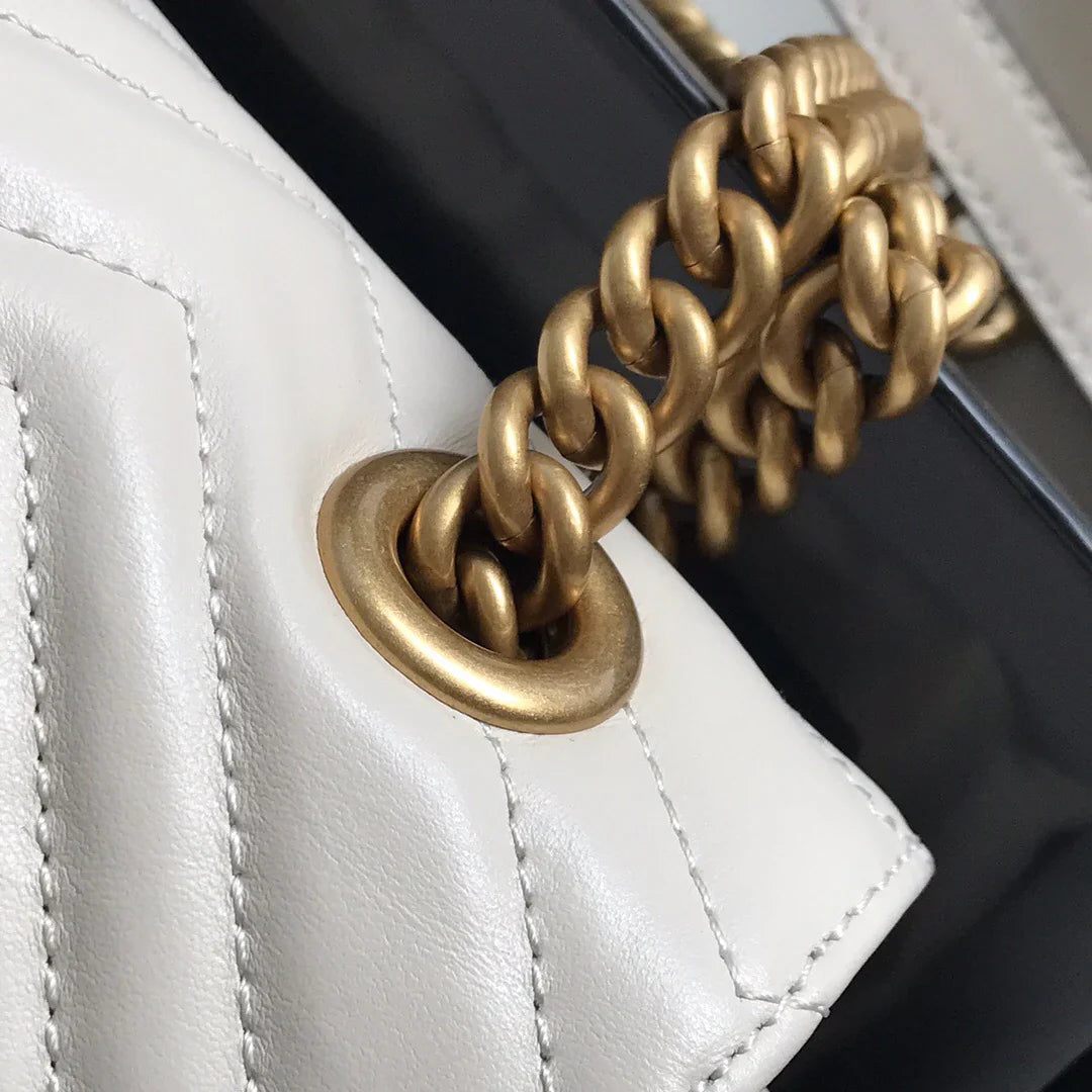 Bolso pequeño GC Marmont Matelassé blanco