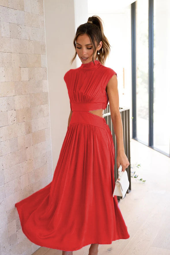 Urlaubs-Midikleid mit Cut-out an der Taille und Taschen