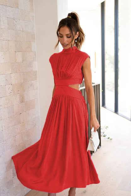 Urlaubs-Midikleid mit Cut-out an der Taille und Taschen