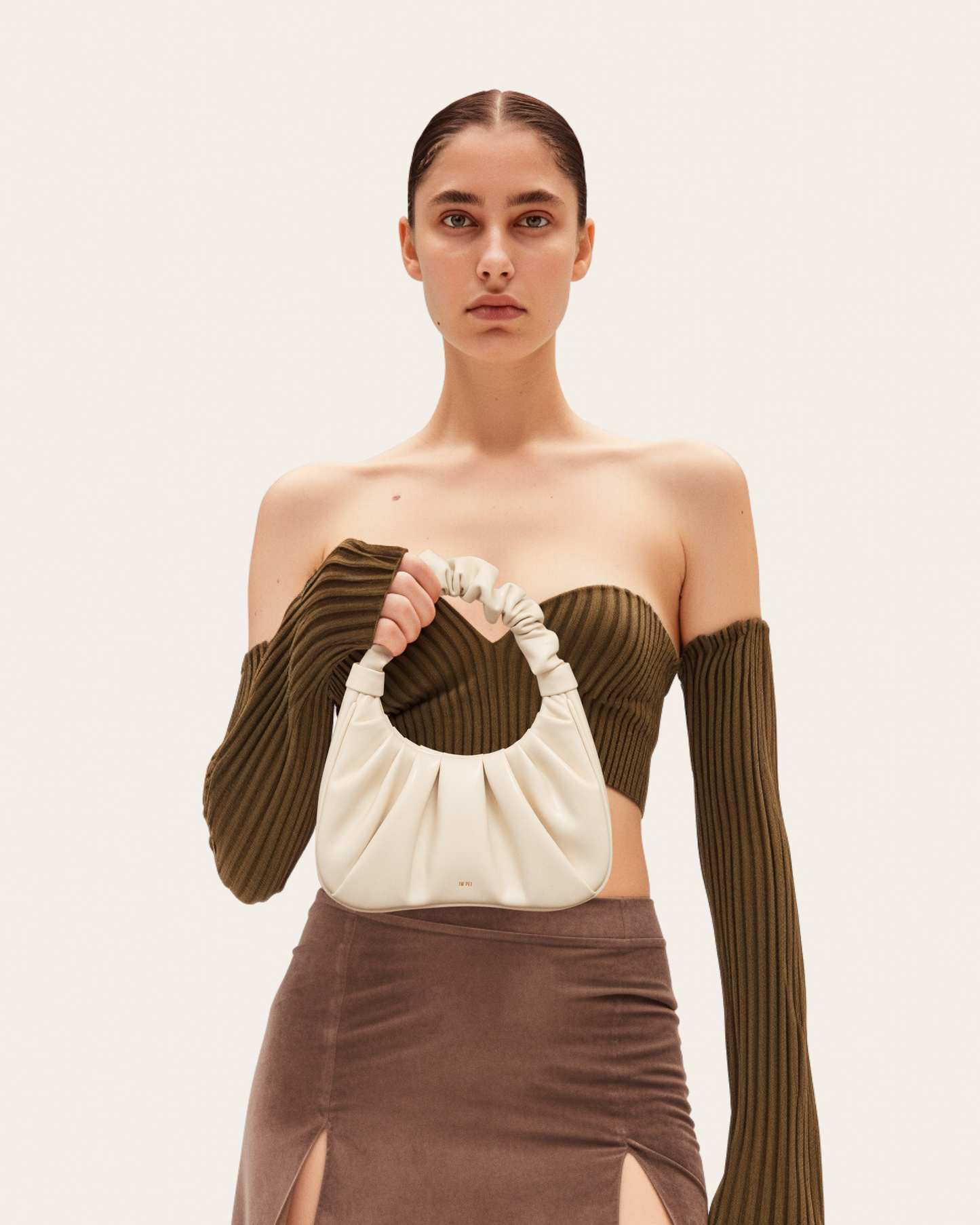 Bolso Hobo Gabbi Fruncido - Marfil