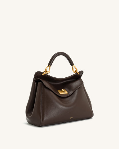 Bolso de mano clásico Lucia Top - Marrón oscuro