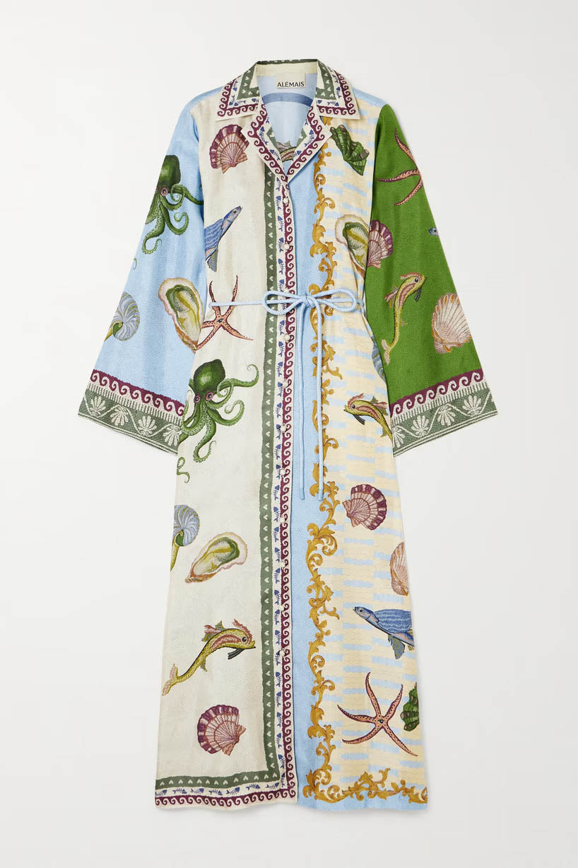 Kimono de algodón y lino Breezy Grove