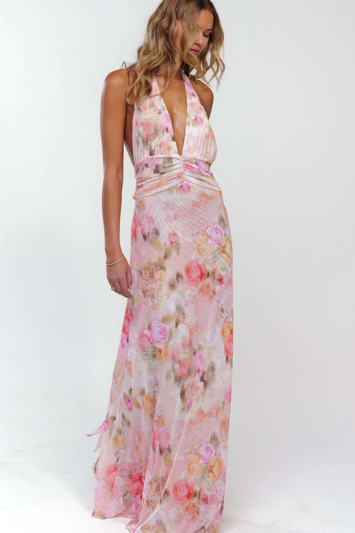 Vestido largo con estampado de lunares Camoni