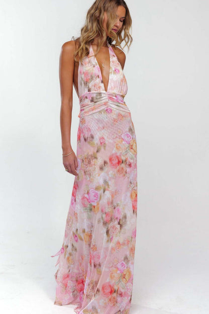 Vestido largo con estampado de lunares Camoni