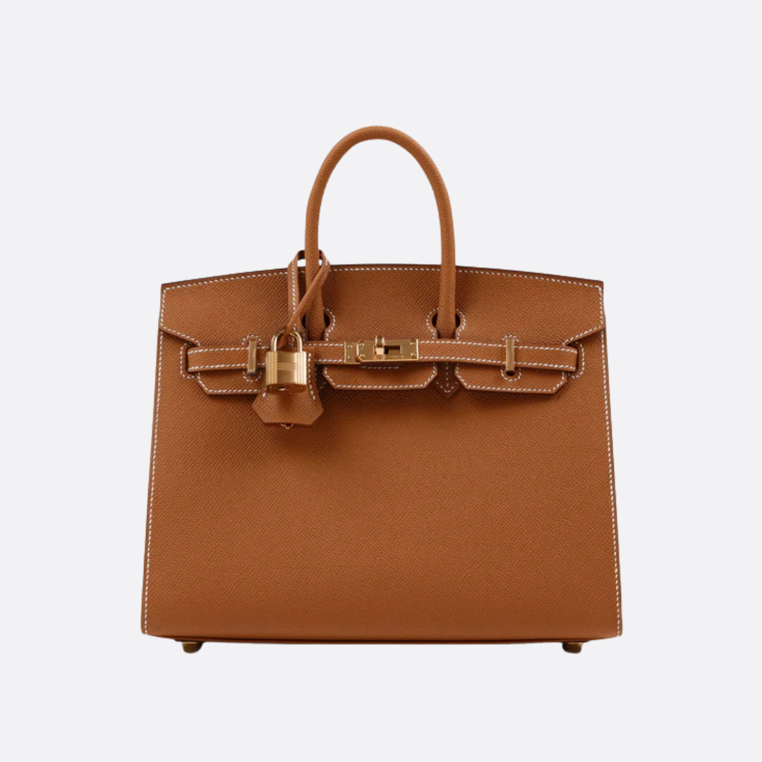 HMÈ Birkin 25 HSS-taske i Chalk / Dove Grey Togo-læder