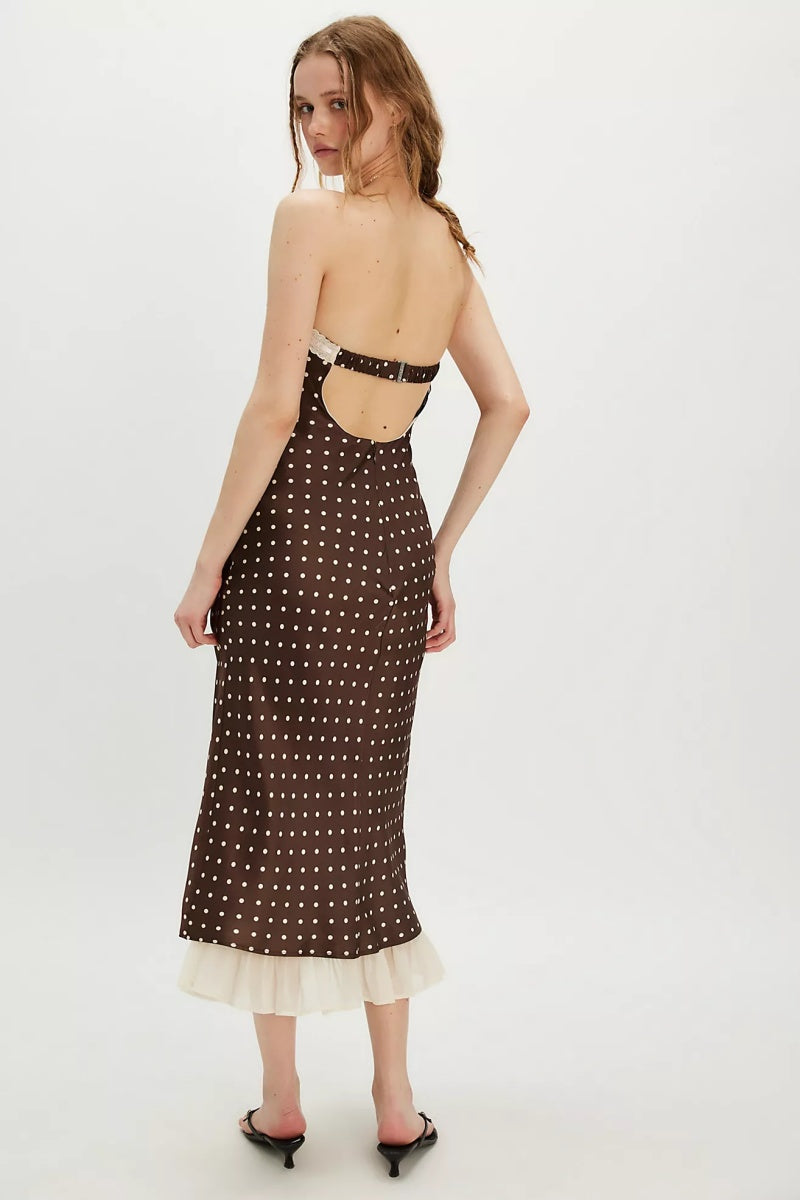 Vestido midi sin tirantes Daisy Mae