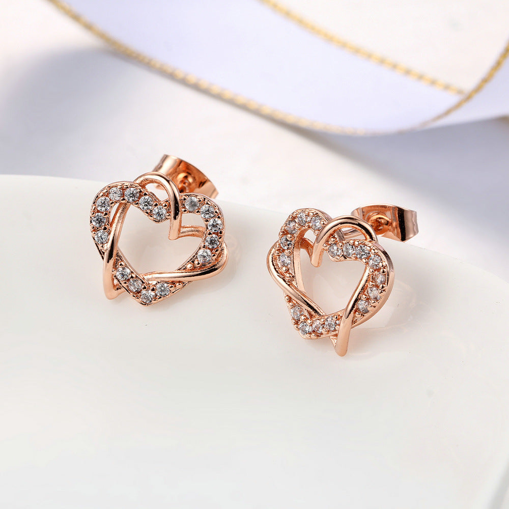 Fashion Heart-shaped Earrings Necklace Jewelry Set