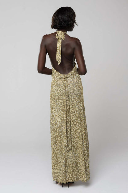 Vestido largo con estampado de lunares Camoni