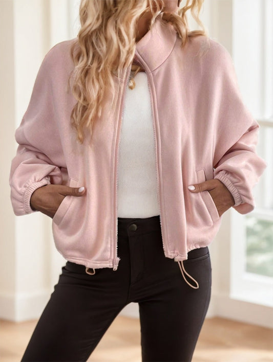 Women's Zip-Up Drawstring Long Sleeve Casual Hooded Sweatshirt Jacket