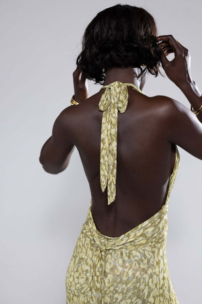 Vestido largo con estampado de lunares Camoni